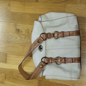 Coach Cream and Tan Leather Bag